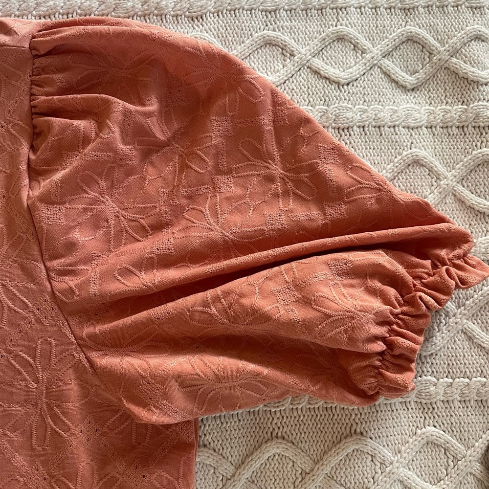 Lauren Conrad Light Pumpkin Women's Puff Sleeve Blouse Size Large - Picture 9 of 13